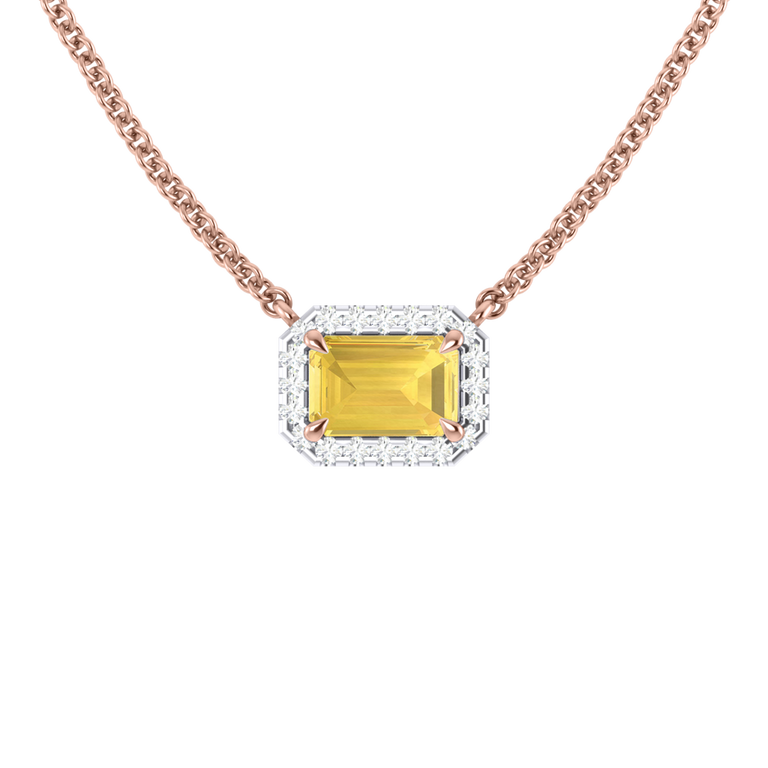 Halo Yellow Sapphire Necklace