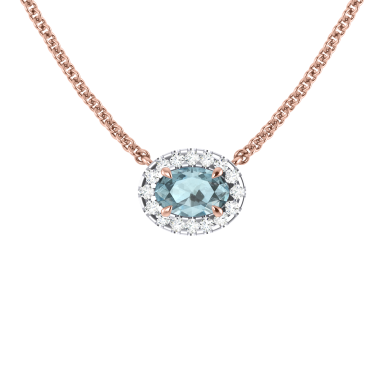 Halo Aquamarine Necklace