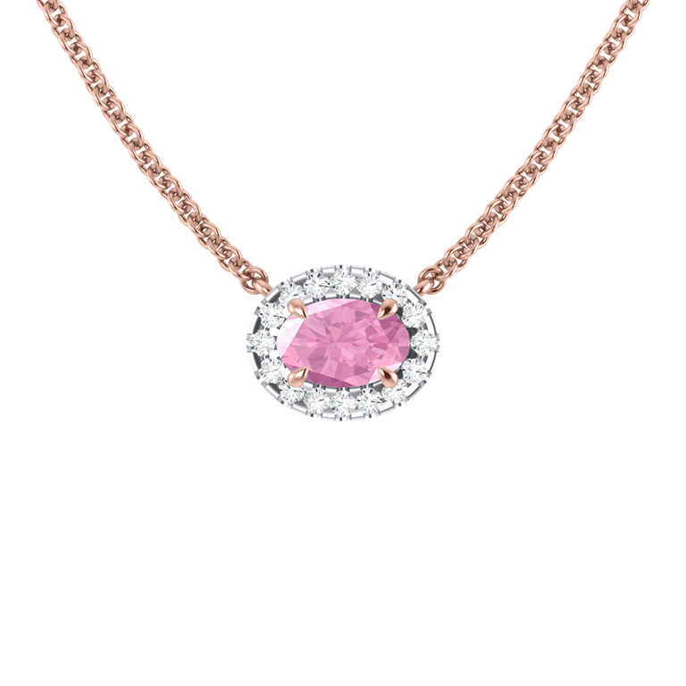 Halo Pink Sapphire Necklace