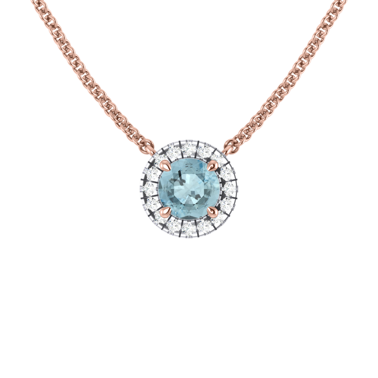 Halo Aquamarine Necklace