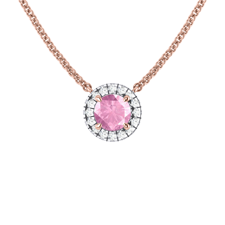 Halo Pink Sapphire Necklace