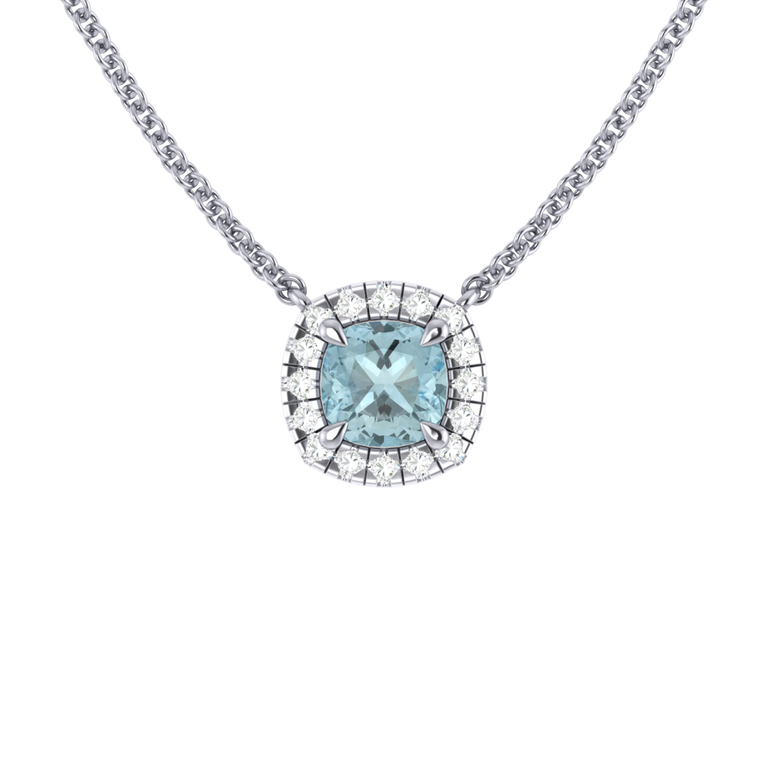 Halo Aquamarine Necklace