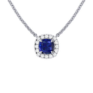 Halo Blue Sapphire Necklace