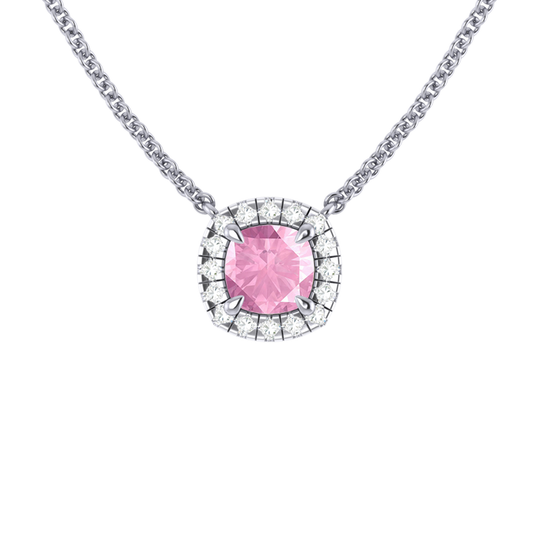 Halo Pink Sapphire Necklace