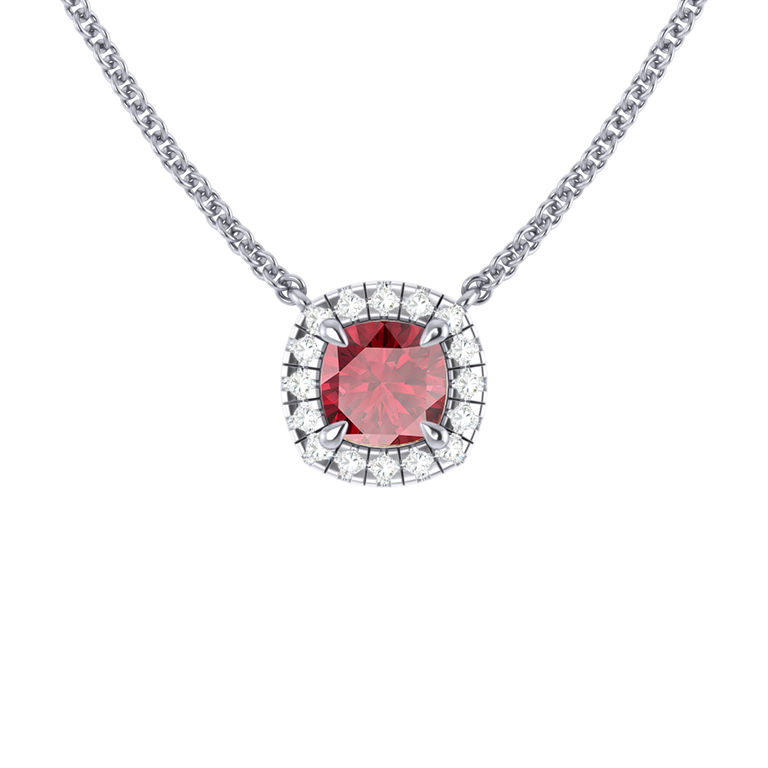 Halo Ruby Necklace