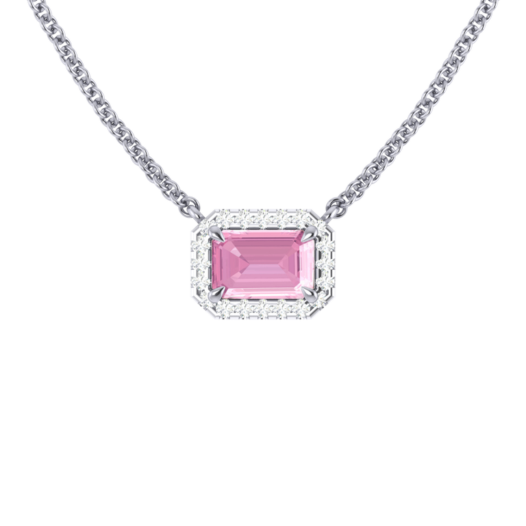 Halo Pink Sapphire Necklace