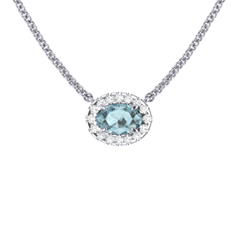 Halo Aquamarine Necklace