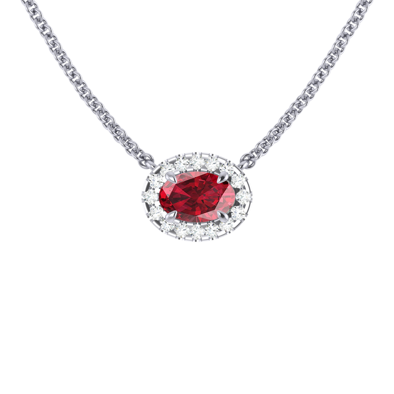 Halo Ruby Necklace