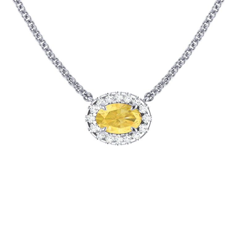 Halo Yellow Sapphire Necklace