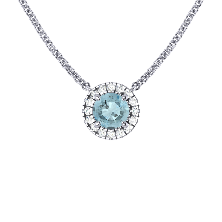 Halo Aquamarine Necklace