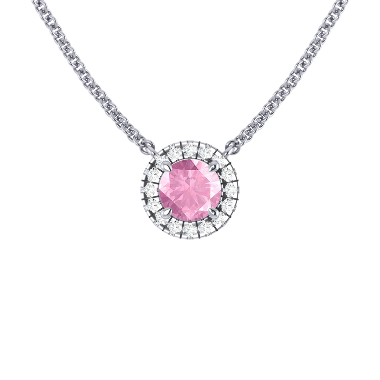 Halo Pink Sapphire Necklace