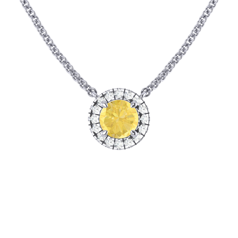 Halo Yellow Sapphire Necklace