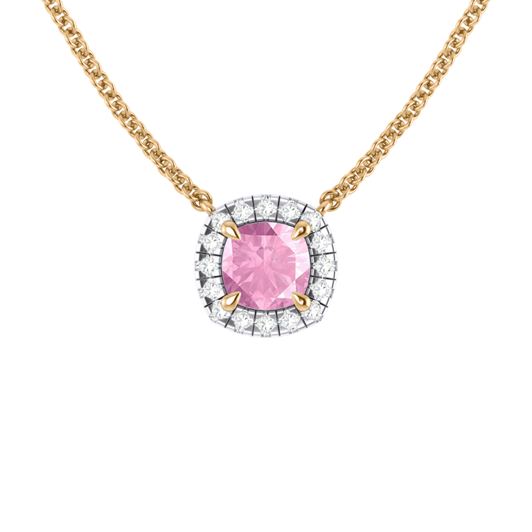 Halo Pink Sapphire Necklace