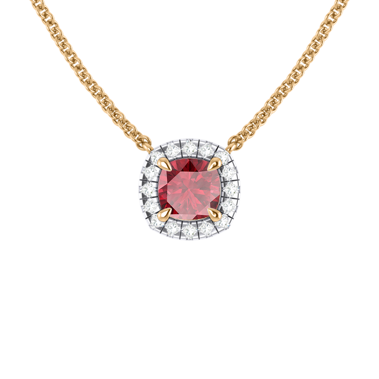 Halo Ruby Necklace