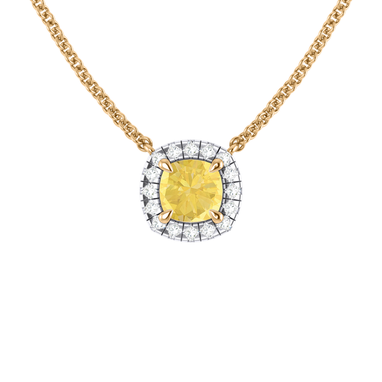 Halo Yellow Sapphire Necklace