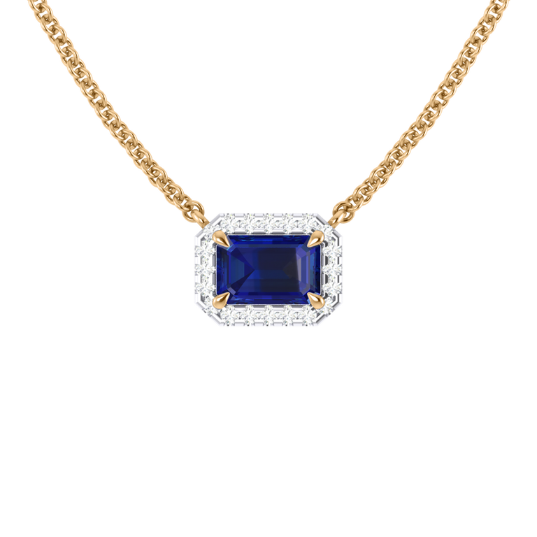 Halo Blue Sapphire Necklace