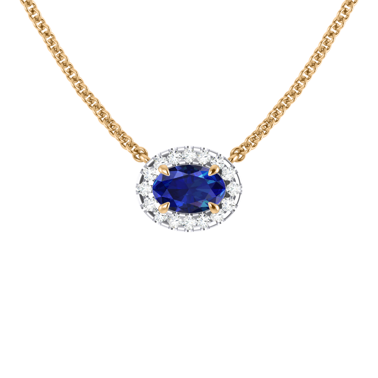 Halo Blue Sapphire Necklace