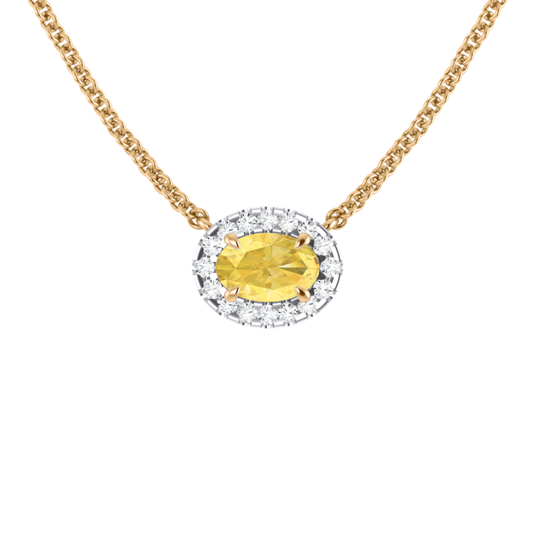 Halo Yellow Sapphire Necklace