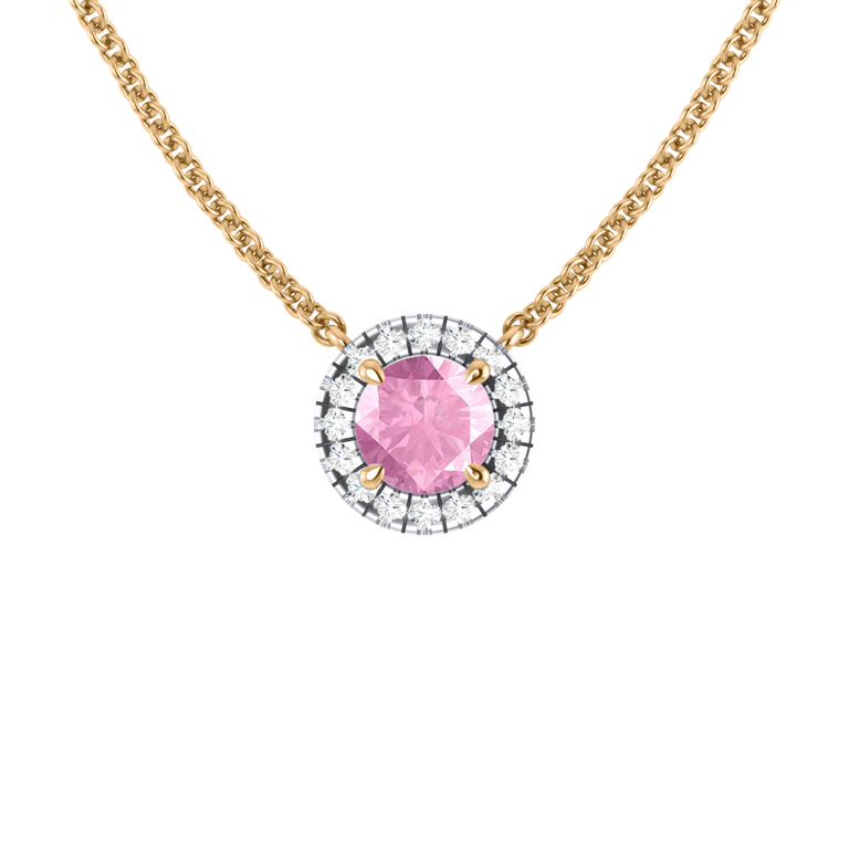 Halo Pink Sapphire Necklace