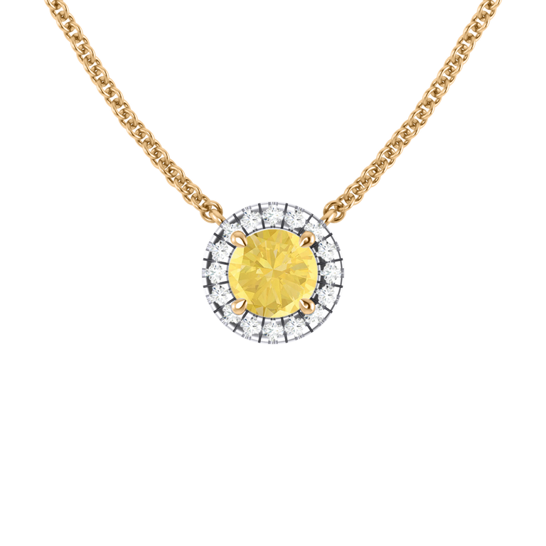 Halo Yellow Sapphire Necklace