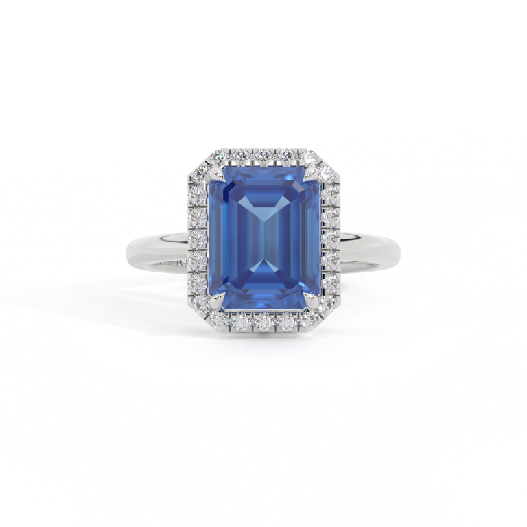 Private Sale Halo Emerald Original Blue Sapphire Platinum