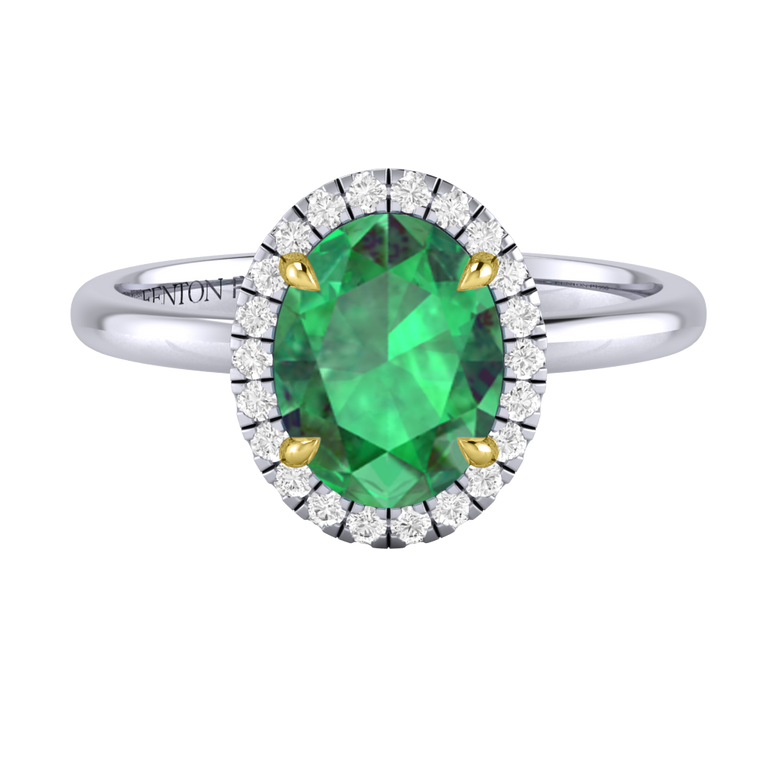 Halo Oval Emerald Platinum Ring