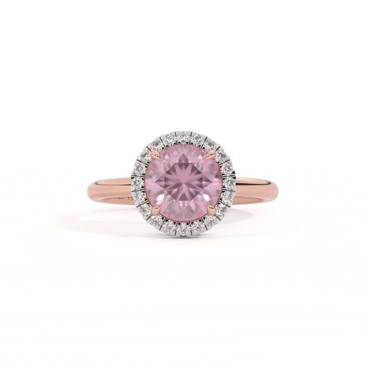 Halo Round Pink Sapphire 18K Rose Gold Ring