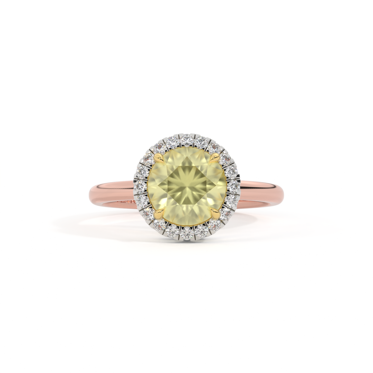 Halo Round Yellow Sapphire 18K Rose Gold Ring