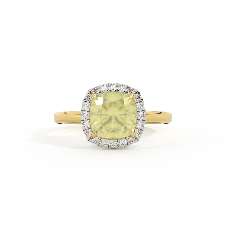Halo Cushion Yellow Sapphire 18K Yellow Gold Ring