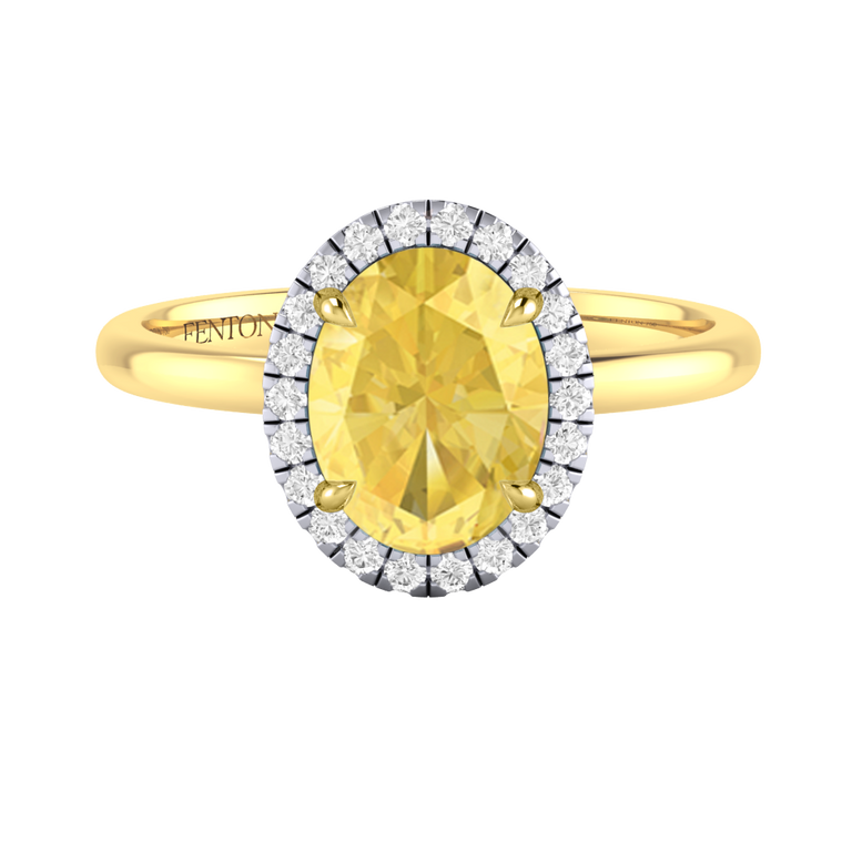 Halo Oval Yellow Sapphire 18K Yellow Gold Ring