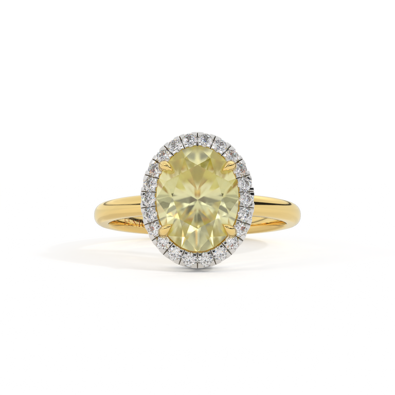 Halo Oval Yellow Sapphire 18K Yellow Gold Ring