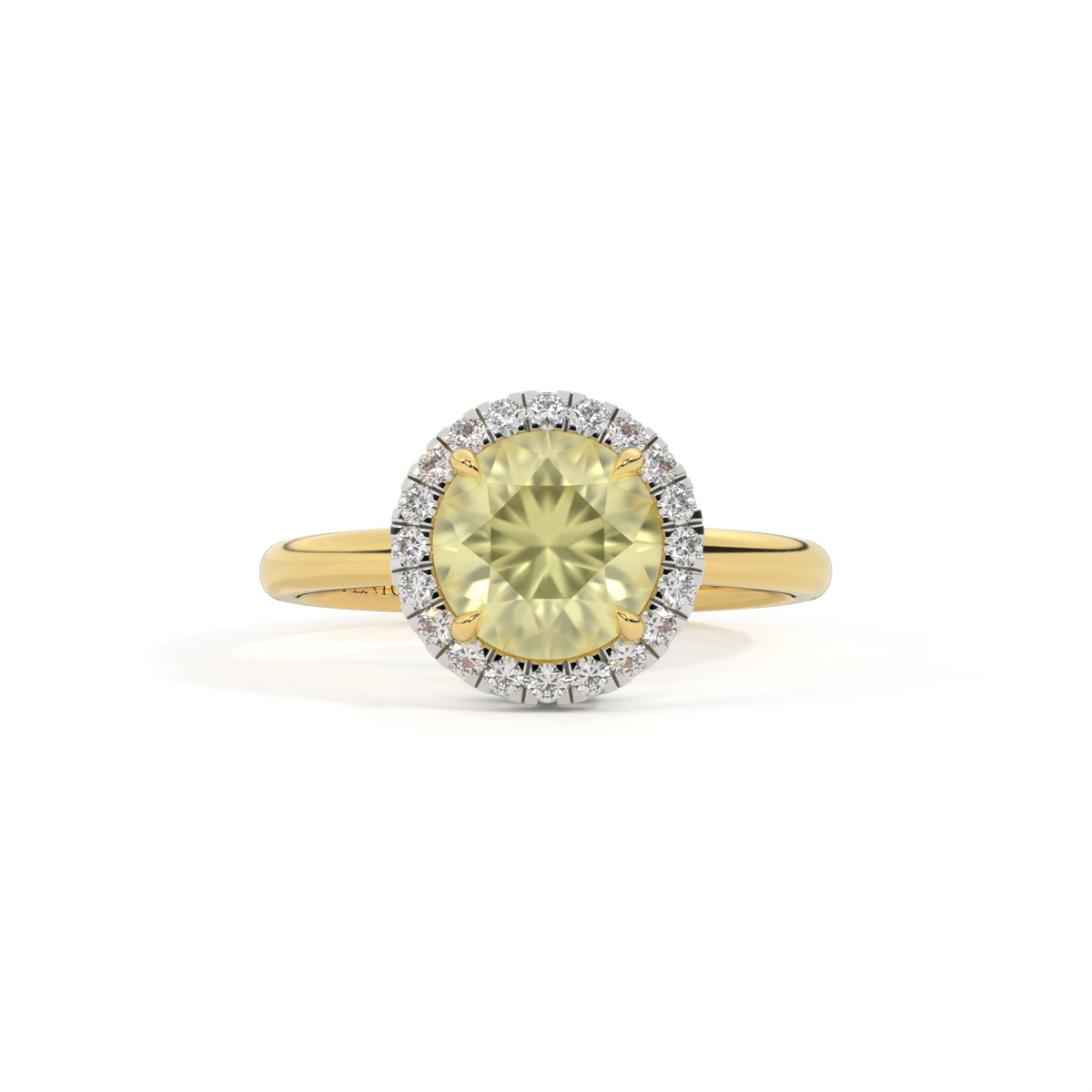 Halo Round Yellow Sapphire 18K Yellow Gold Ring