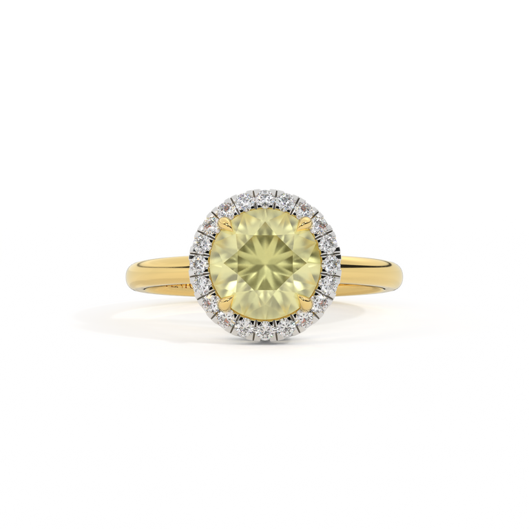 Halo Round Yellow Sapphire 18K Yellow Gold Ring