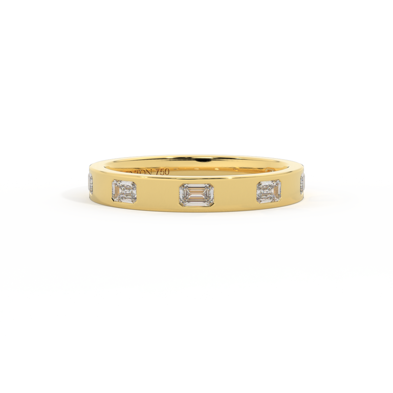 The Harmony, Emerald, Lab Grown Diamond, 18K Yellow Gold Ring