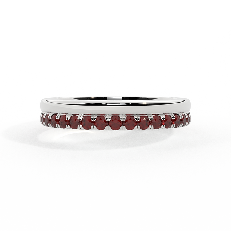The Juliet Band, Garnet, 18K White Gold Ring