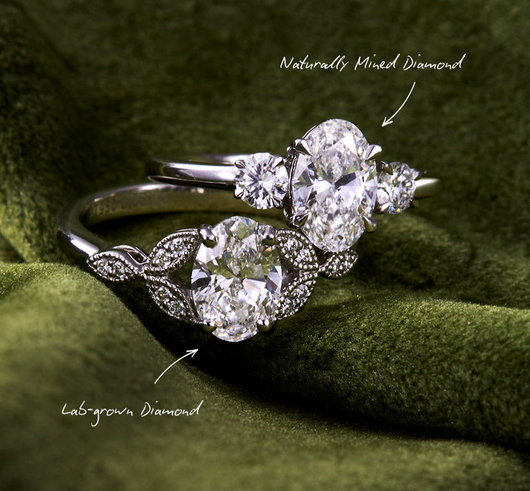 lab grown Diamond Trilogy Trefoil engagement rings