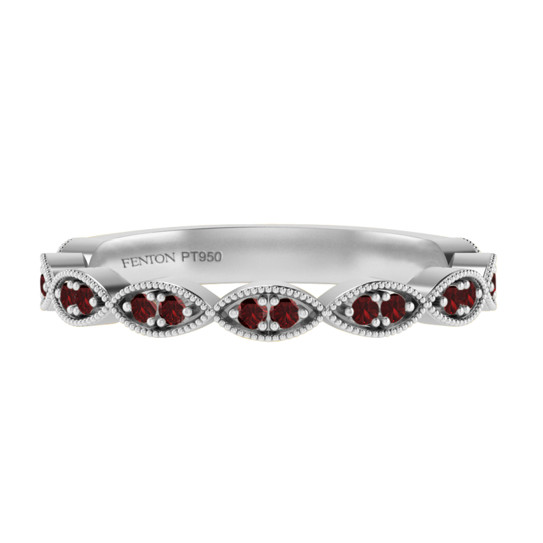 The Laurel, Garnet, Platinum Ring