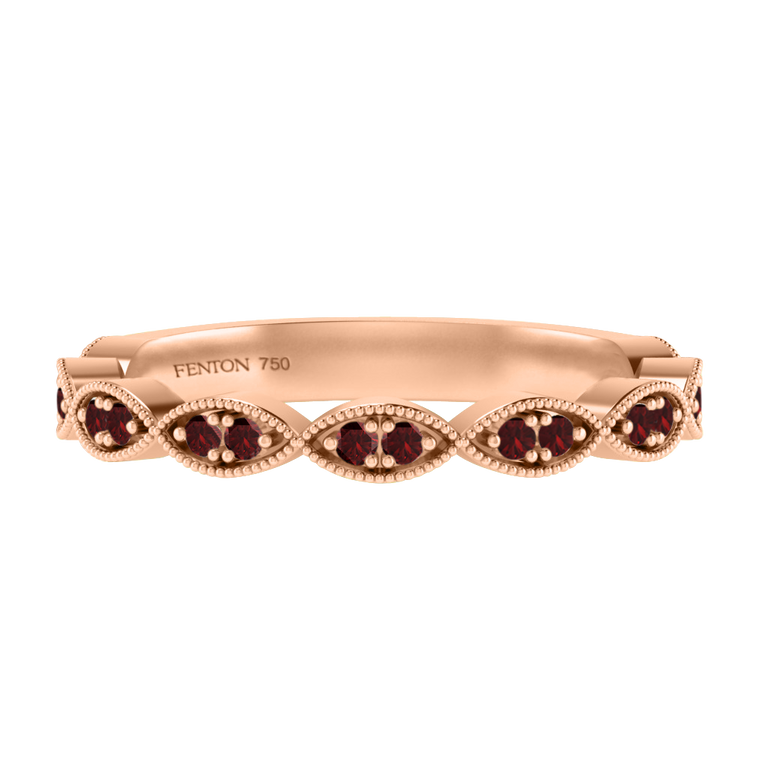 The Laurel, Garnet, 18K Rose Gold Ring