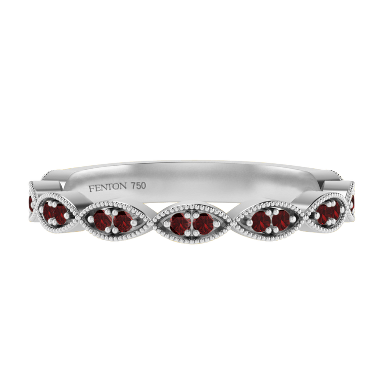 The Laurel, Garnet, 18K White Gold Ring