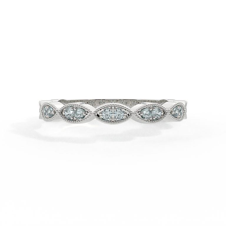 The Laurel, Aquamarine, Platinum Ring