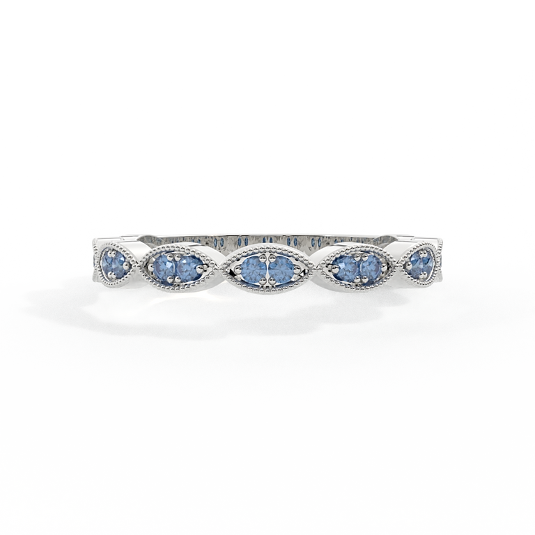 The Laurel, Blue Sapphire, Platinum Ring