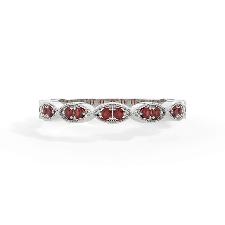 The Laurel, Garnet, Platinum Ring