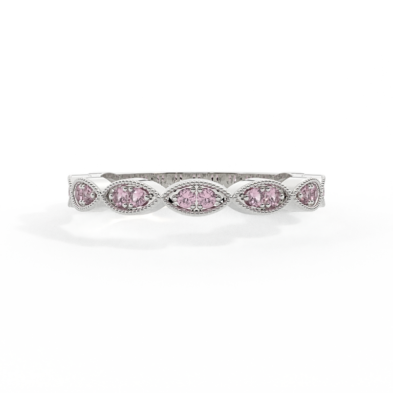 The Laurel, Pink Sapphire, Platinum Ring