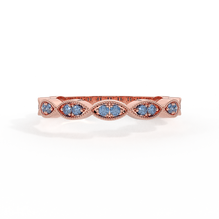 The Laurel, Blue Sapphire, 18K Rose Gold Ring