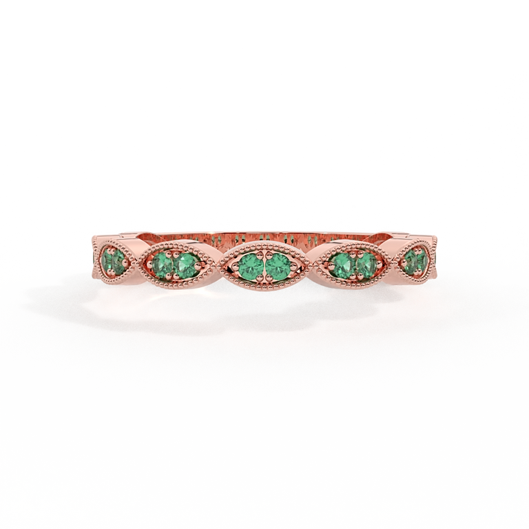The Laurel, Emerald, 18K Rose Gold Ring
