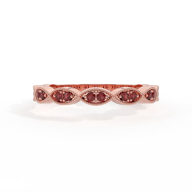 The Laurel, Garnet, 18K Rose Gold Ring