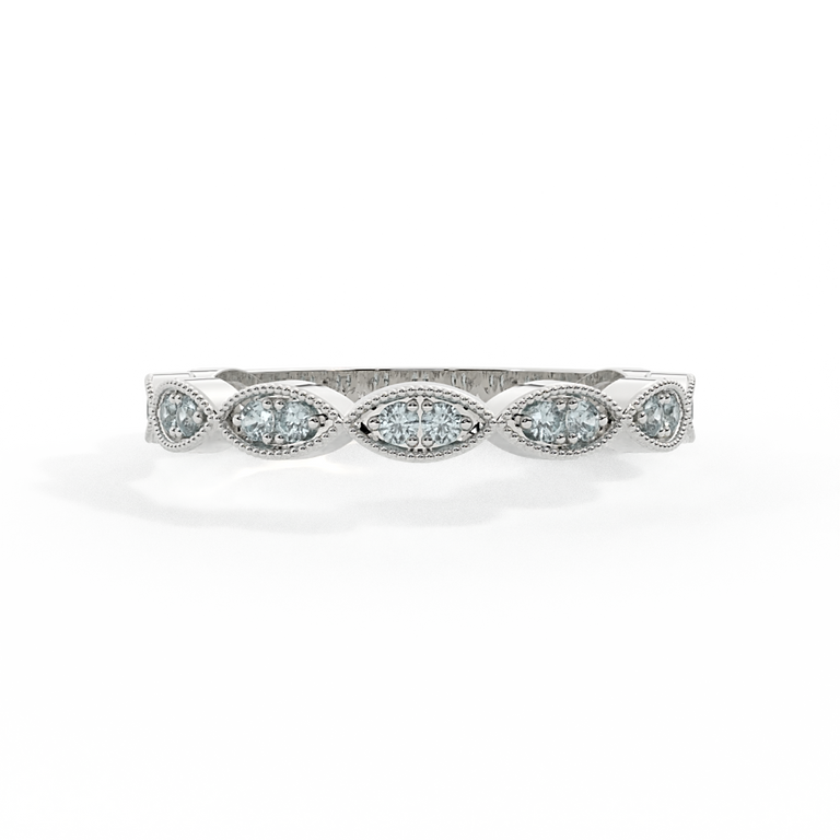 The Laurel, Aquamarine, 18K White Gold Ring