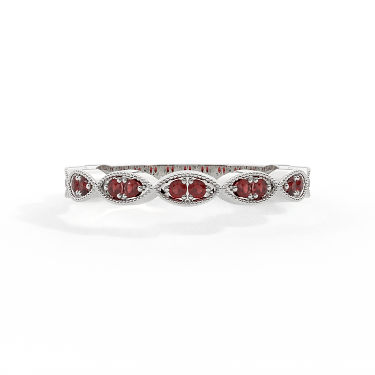 The Laurel, Garnet, 18K White Gold Ring