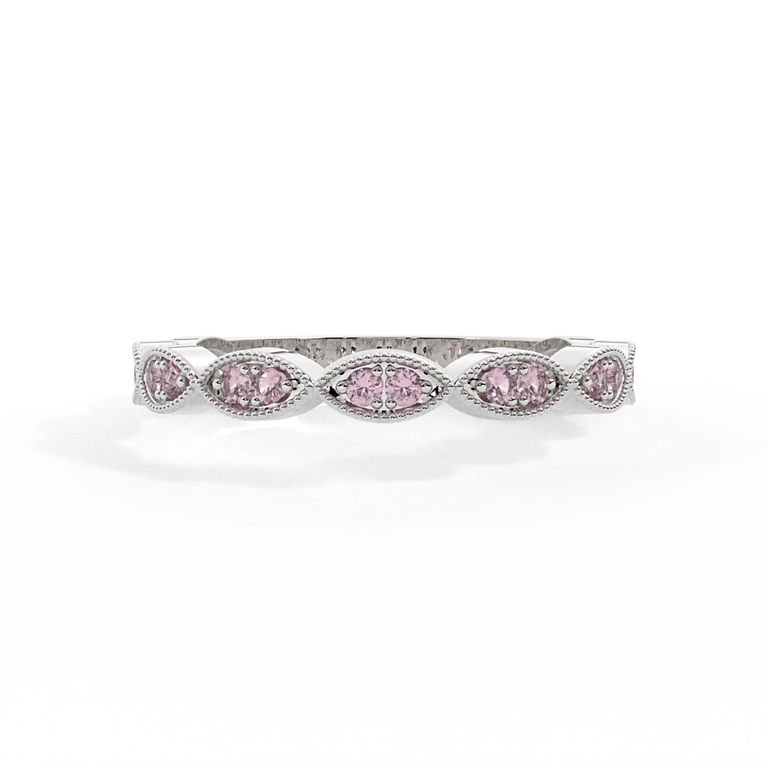 The Laurel, Pink Sapphire, 18K White Gold Ring