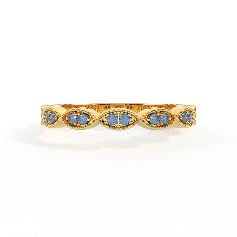 The Laurel, Blue Sapphire, 18K Yellow Gold Ring